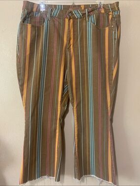 Judy Blue size 22W Chinos with Multi-Color Pinstripes Raw Hem